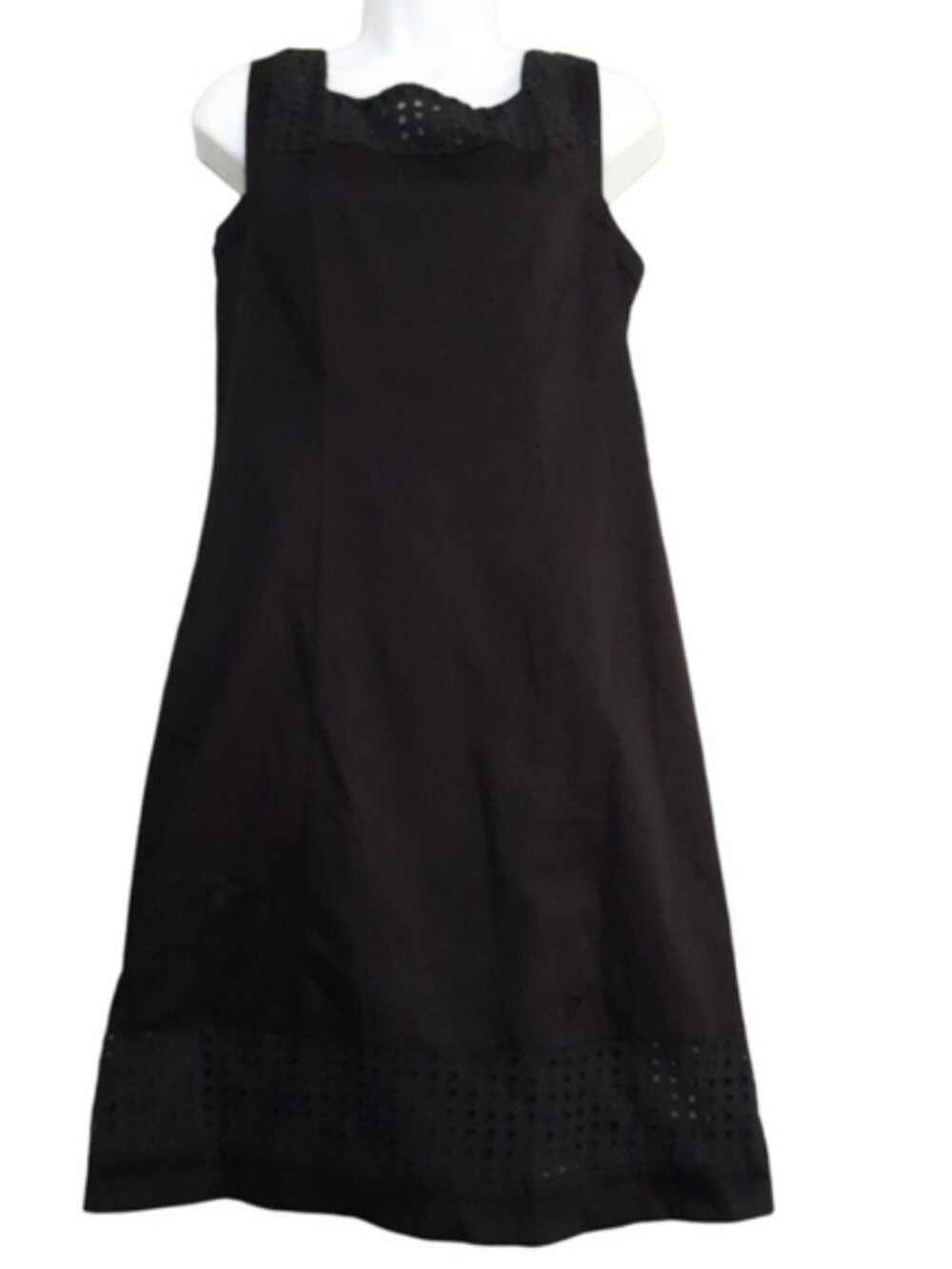 Mixt by Heidi Weisel women solid black casual dress linen office event goth Y2K
